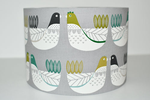 Grey Scandi Birds Lamp Shade